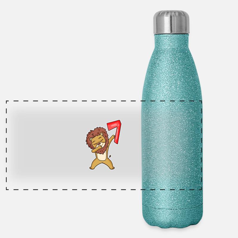 Motif Lion 7ème Anniversaire - 7 ans Gourde isotherme panoramique pailletée 500 ml