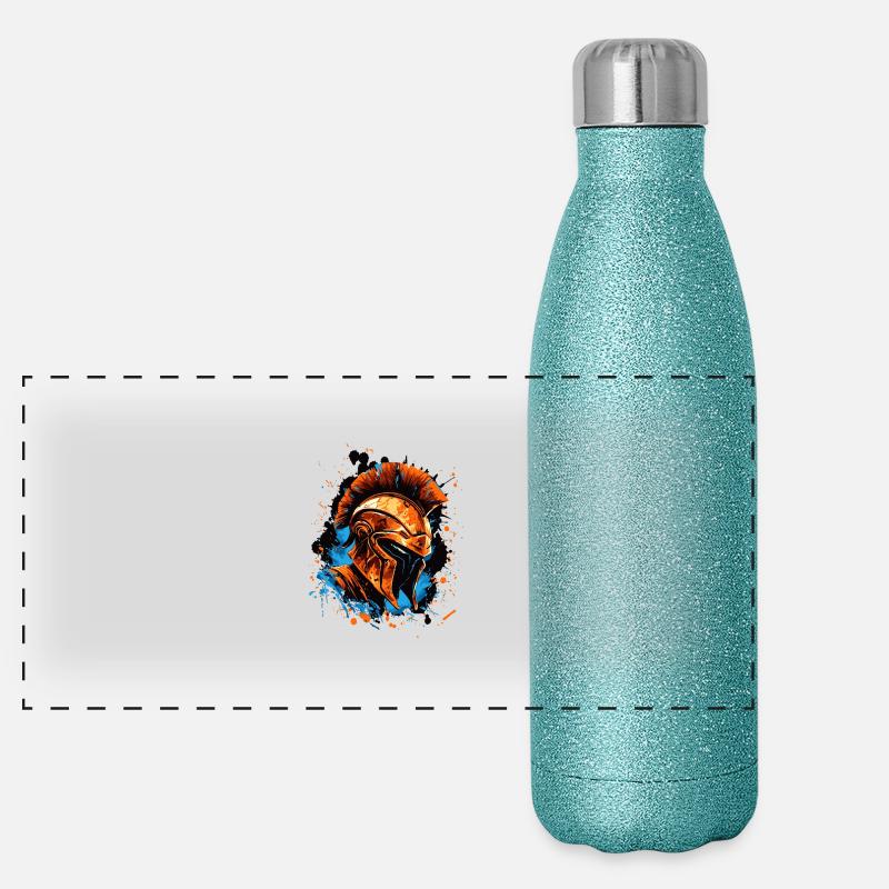 Spartaner Helm Panorama Glitzer Isolierflasche 500 ml