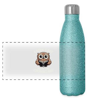 Un livre par jour éloigne l’ignorance Hibou - Gourde isotherme panoramique pailletée 500 ml - paillettes bleues - Devant