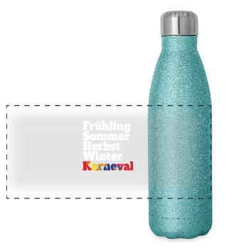 Carnival Fifth Season Kölsch Fastelovend Cologne - Panoramic Glitter Thermal Bottle 500 ml - blue glitter - Front