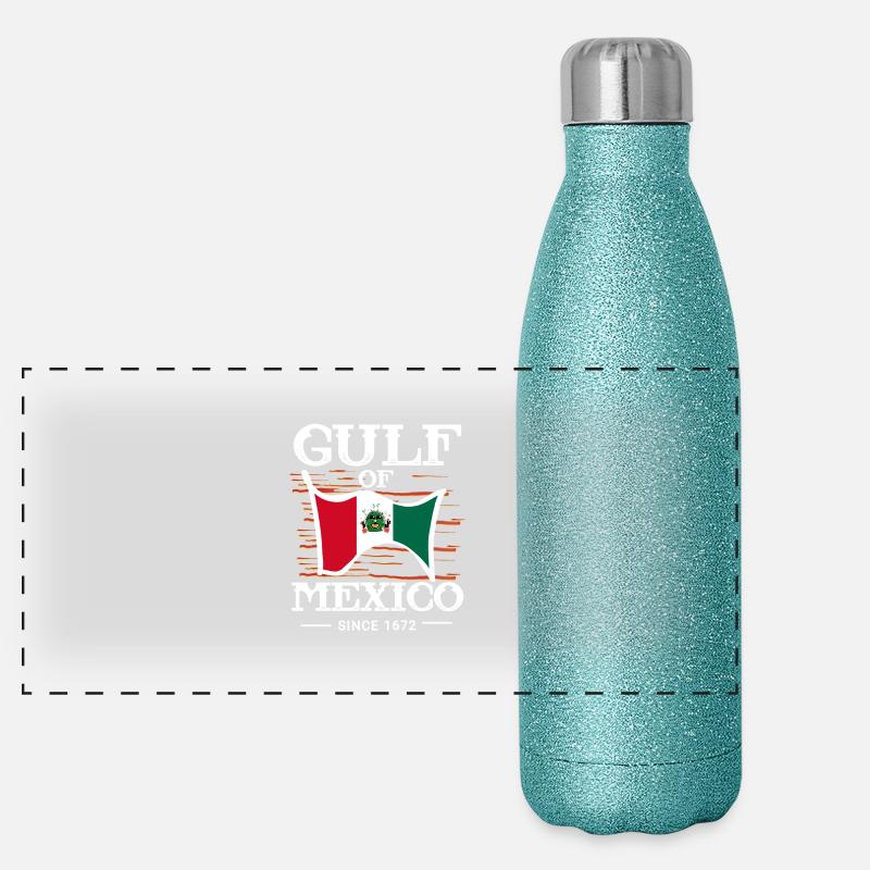 Golf Von Mexiko mit Flagge Panorama Glitzer Isolierflasche 500 ml