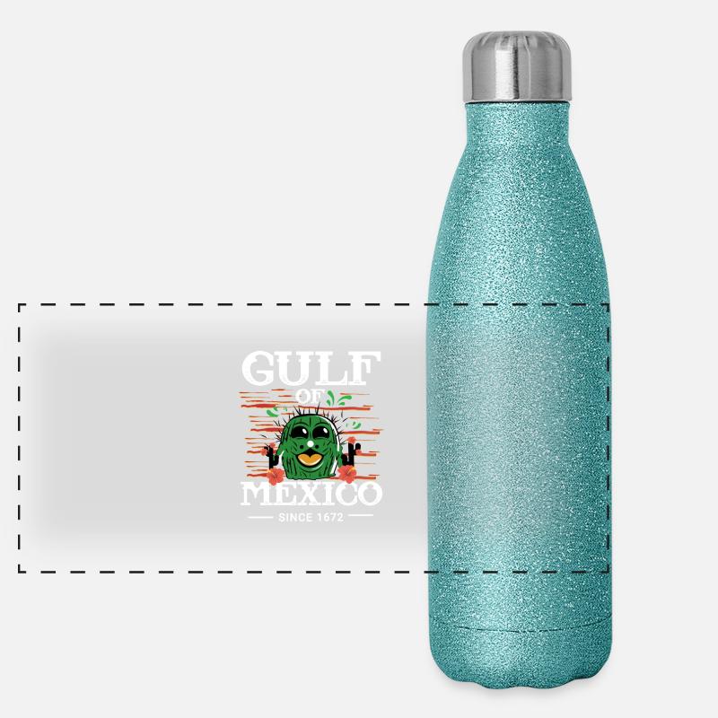 Mexico mit funny Kaktus Panorama Glitzer Isolierflasche 500 ml