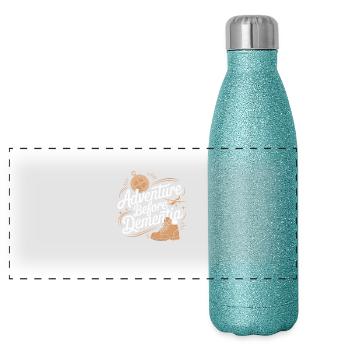 L’aventure avant la démence Randonnée Camping en plein air - Gourde isotherme panoramique pailletée 500 ml - paillettes bleues - Devant