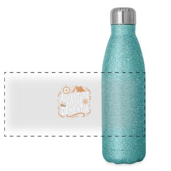 L’aventure avant la démence Randonnée Camping en plein air - Gourde isotherme panoramique pailletée 500 ml - paillettes bleues - Devant