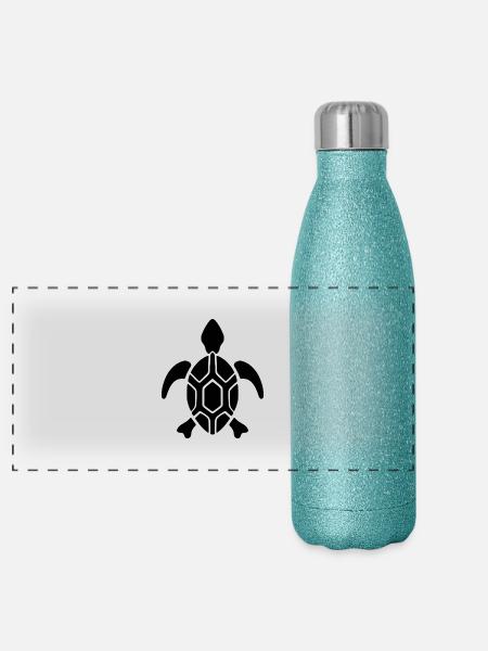 Turtle - Panoramic Glitter Thermal Bottle 500 ml - blue glitter - Front