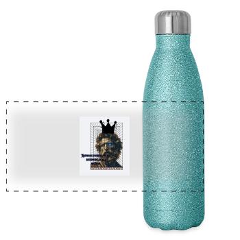 Self-knowledge – The origin of all wisdom - Panoramic Glitter Thermal Bottle 500 ml - blue glitter - Front