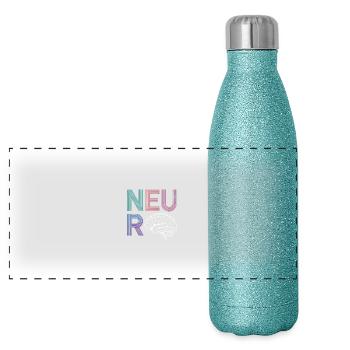 Neuro Brain Design for Science Enthusiasts - Panoramic Glitter Thermal Bottle 500 ml - blue glitter - Front