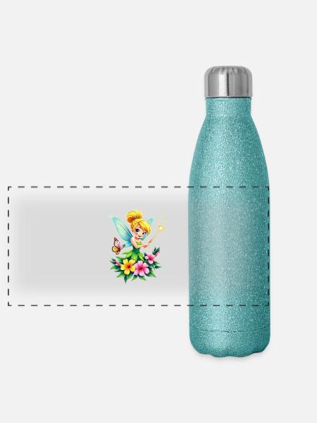 Elfee - Panoramic Glitter Thermal Bottle 500 ml - blue glitter - Front