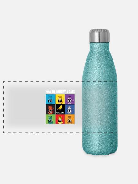 Katzen-Identifizierungs-Guide - Panorama Glitzer Isolierflasche 500 ml - Blau Glitzer - Vorne
