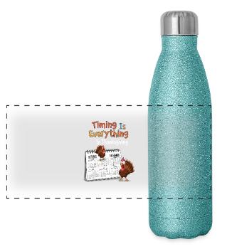 Calendrier de Thanksgiving - Gourde isotherme panoramique pailletée 500 ml - paillettes bleues - Devant
