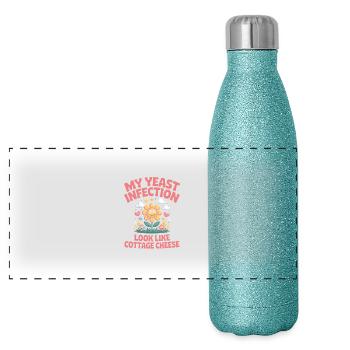 My Yeast Infection Look Like Cottage Cheese - Panoramic Glitter Thermal Bottle 500 ml - blue glitter - Front