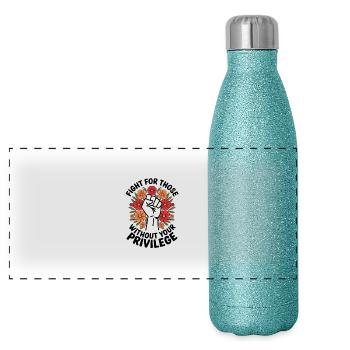 Fight for the Without Privileges Flowers Fist - Panoramic Glitter Thermal Bottle 500 ml - blue glitter - Front