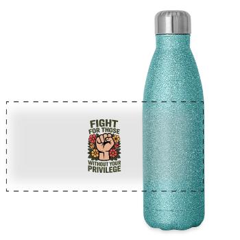 Fight for the Without Privileges Flowers Fist - Panoramic Glitter Thermal Bottle 500 ml - blue glitter - Front