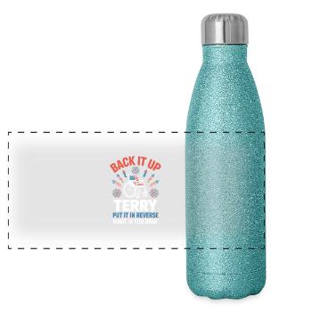 Back It Up Terry Feuerwerk Rollstuhl - Panorama Glitzer Isolierflasche 500 ml - Blau Glitzer - Vorne