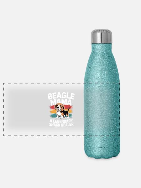 Beagle Mama, Legendary Snack Dealer - Panoramic Glitter Thermal Bottle 500 ml - blue glitter - Front