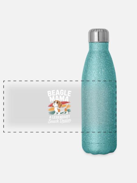 Beagle Mama, Legendary Snack Dealer - Panoramic Glitter Thermal Bottle 500 ml - blue glitter - Front