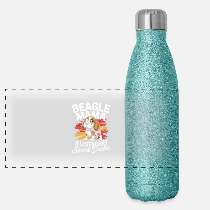 Beagle Mama, Legendärer Snack-Dealer Panorama Glitzer Isolierflasche 500 ml