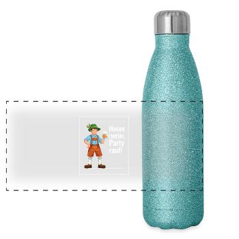 Pants down, party - Panoramic Glitter Thermal Bottle 500 ml - blue glitter - Front
