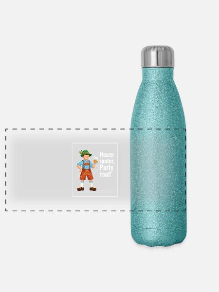 Pants down, party - Panoramic Glitter Thermal Bottle 500 ml - blue glitter - Front