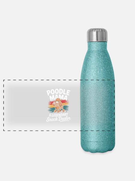 Poodle Mama, Legendary Snack Dealer - Panoramic Glitter Thermal Bottle 500 ml - blue glitter - Front