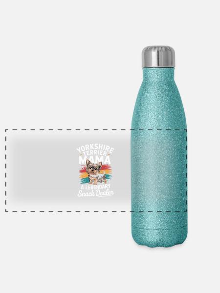 Yorkshire Mama, Legendärer Snack-Dealer - Panorama Glitzer Isolierflasche 500 ml - Blau Glitzer - Vorne