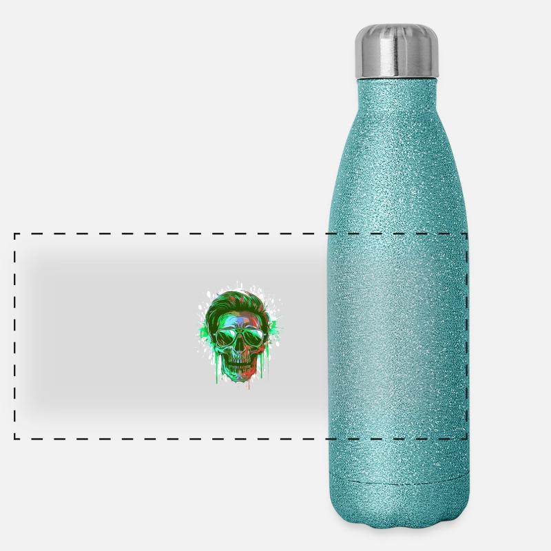 Crâne de fête Gourde isotherme panoramique pailletée 500 ml