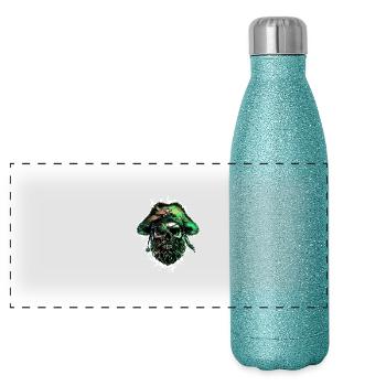 Capitaine Crâne de pirate - Gourde isotherme panoramique pailletée 500 ml - paillettes bleues - Devant