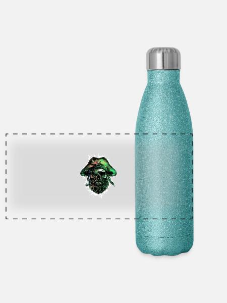 Pirate Skull Captain - Panoramic Glitter Thermal Bottle 500 ml - blue glitter - Front