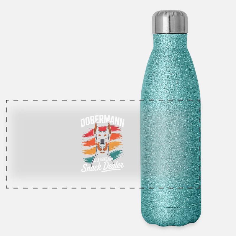 Doberman Mama, marchande de collations légendaire Gourde isotherme panoramique pailletée 500 ml