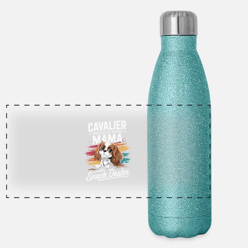 Cavalier King Charles Mama Revendeur de collations légendaire Gourde isotherme panoramique pailletée 500 ml