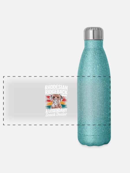 Rhodesian Ridgeback Mama, Legendärer Snack-Dealer - Panorama Glitzer Isolierflasche 500 ml - Blau Glitzer - Vorne