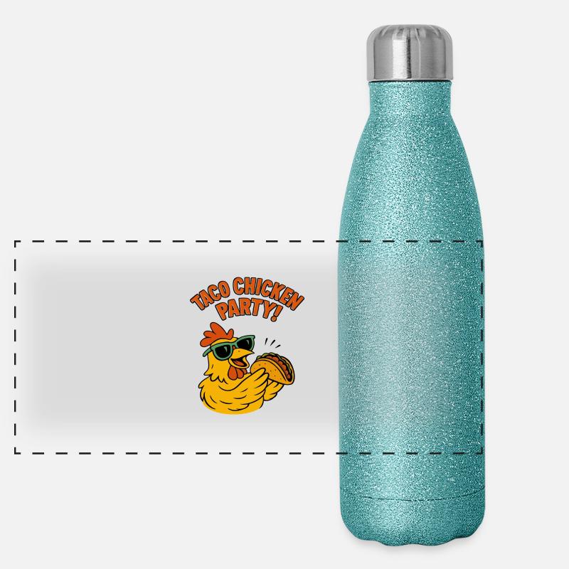 Sweet Chicken Eats Taco Funny Saying Panoramic Glitter Thermal Bottle 500 ml