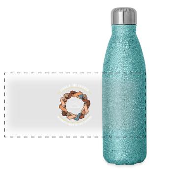 Einheit für Frieden - Panorama Glitzer Isolierflasche 500 ml - Blau Glitzer - Vorne