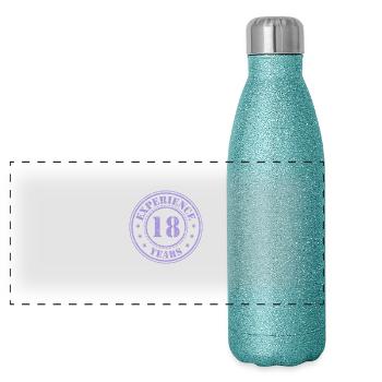 18ème anniversaire Grunge Style Vintage Experience Party - Gourde isotherme panoramique pailletée 500 ml - paillettes bleues - Devant