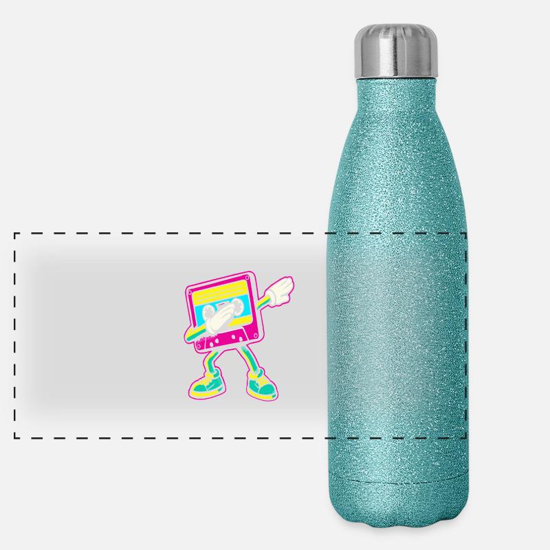 80er 90er Jahre Kassette Dabbing Panorama Glitzer Isolierflasche 500 ml