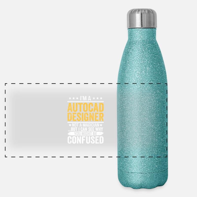 AutoCAD Designer - Drôle Pas un magicien Citation Cadeau Gourde isotherme panoramique pailletée 500 ml