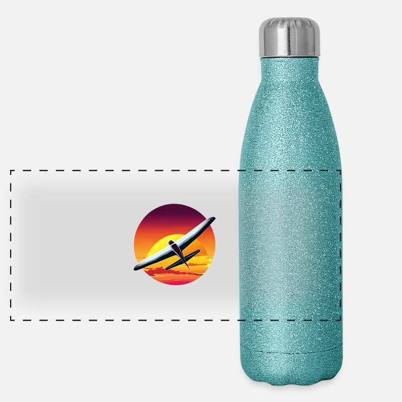 Planeur au coucher du soleil Gourde isotherme panoramique pailletée 500 ml