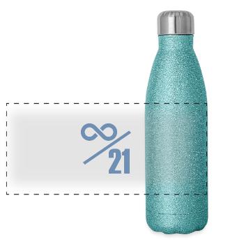 Bitcoin 21 Million Limit – Infinitely Valuable - Panoramic Glitter Thermal Bottle 500 ml - blue glitter - Front
