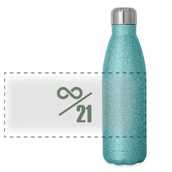 Bitcoin 21 Million Limit – Infinitely Valuable - Panoramic Glitter Thermal Bottle 500 ml - blue glitter - Front