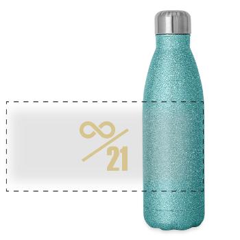 Bitcoin 21 Million Limit - Infinitely Valuable - Panoramic Glitter Thermal Bottle 500 ml - blue glitter - Front