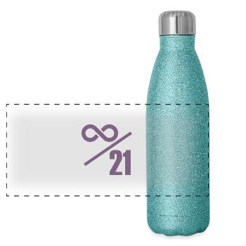 Bitcoin 21 Million Limit – Infinitely Valuable - Panoramic Glitter Thermal Bottle 500 ml - blue glitter - Front