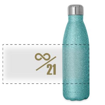 Bitcoin 21 Million Limit - Infinitely Valuable - Panoramic Glitter Thermal Bottle 500 ml - blue glitter - Front