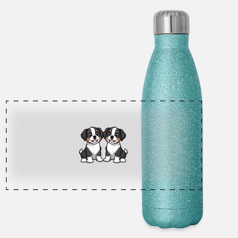 Saint Bernard Hund Comic Panorama Glitzer Isolierflasche 500 ml
