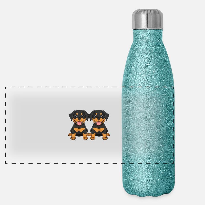 Bande dessinée Rottweiler Dog Gourde isotherme panoramique pailletée 500 ml