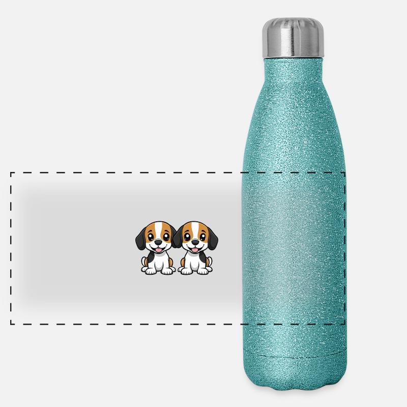 Beagle Hund Comic Panorama Glitzer Isolierflasche 500 ml