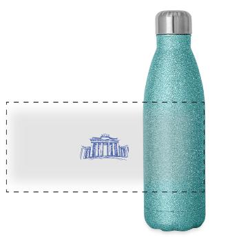Berlin Brandenburger Tor – Symbolträchtiges - Panorama Glitzer Isolierflasche 500 ml - Blau Glitzer - Vorne