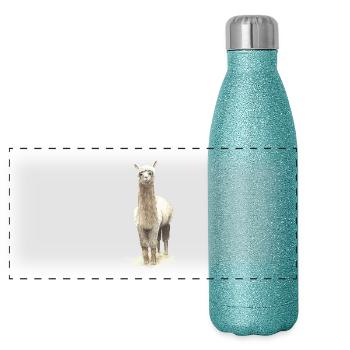 Lama - Panorama Glitzer Isolierflasche 500 ml - Blau Glitzer - Vorne