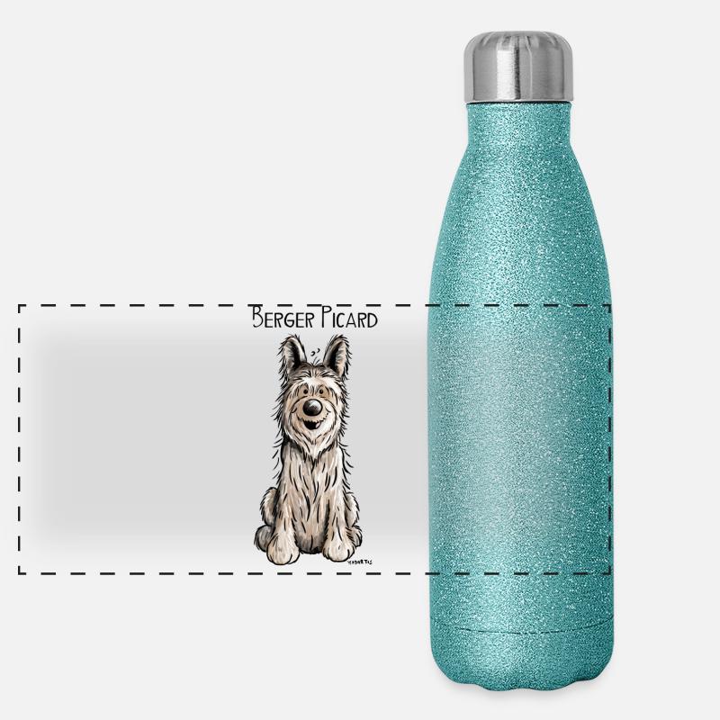 Lustiger Berger Picard -.Hund - Dog - Comic Panorama Glitzer Isolierflasche 500 ml