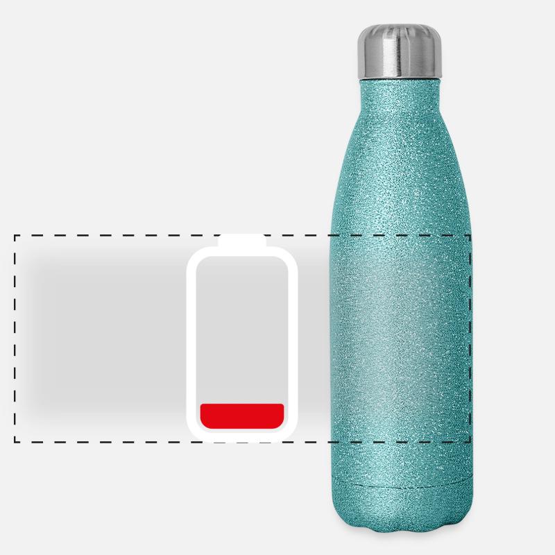 LOW BATTERY - White Panorama Glitzer Isolierflasche 500 ml