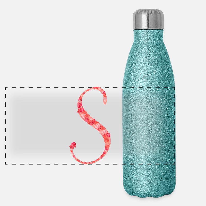 Gentle spring - Panoramic Glitter Thermal Bottle 500 ml - blue glitter